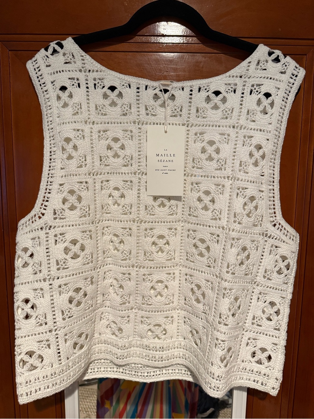 Sézane Cream Crochet Tank Top